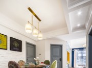 簡約清新美式風格80平米一居室餐廳吊頂裝修效果圖
