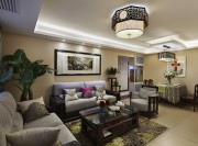 唯美古風(fēng)中式風(fēng)格100平米二居室客廳背景墻裝修效果圖