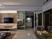 亮麗歐式風格60平米公寓客廳電視背景墻裝修效果圖