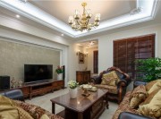 柔和美式風(fēng)格120平米復(fù)式loft客廳吊頂裝修效果圖