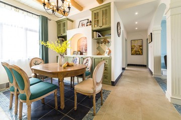 藍(lán)色世界地中海風(fēng)格130平米四居室餐廳裝修效果圖