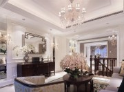 和諧愜意的美式風格120平米復式loft客廳吊頂裝修效果圖