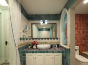 藍色唯美的地中海風格150平米別墅衛生間裝修效果圖