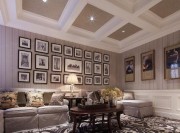 和諧愜意的美式風格120平米復式loft客廳背景墻裝修效果圖