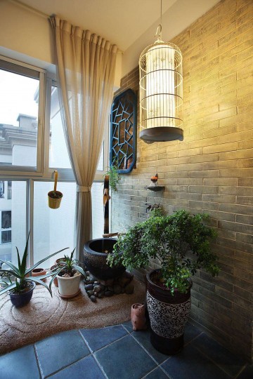 夢幻湖藍(lán)的地中海風(fēng)格60平米公寓陽臺(tái)裝修效果圖