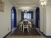 蔚藍基調(diào)的地中海風(fēng)格130平米三居室餐廳裝修效果圖