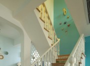 藍色唯美的地中海風格150平米別墅樓梯裝修效果圖