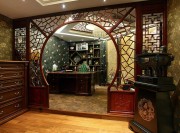 實木經典新古典風格100平米二居室書房背景墻裝修效果圖