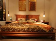 古典雅致中式風格60平米一居室臥室背景墻裝修效果圖