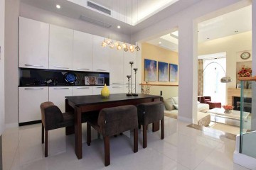 藝術(shù)個性現(xiàn)代簡約風(fēng)格220平米別墅餐廳吊頂裝修效果圖