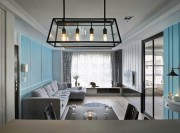 水藍(lán)現(xiàn)代簡(jiǎn)約風(fēng)格100平米三居室餐廳吊頂裝修效果圖 水藍(lán)現(xiàn)代簡(jiǎn)約風(fēng)格100平米三居室餐廳吊頂裝修效果圖