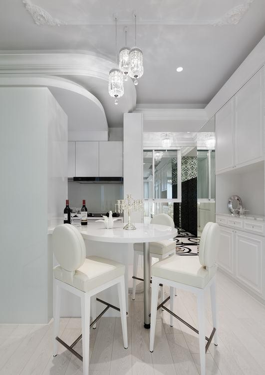 純白浪漫歐式風(fēng)格60平米小戶(hù)型餐廳吊頂裝修效果圖