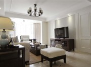 開闊休閑美式120平米三居室客廳電視背景墻裝修效果圖