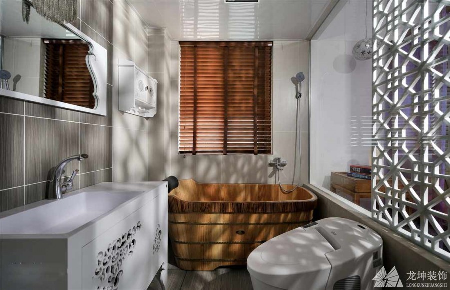 中式典雅文藝100平米二居室衛生間浴室柜裝修效果圖