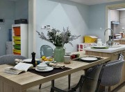 精致品位現代90平米二居室餐廳背景墻裝修效果圖