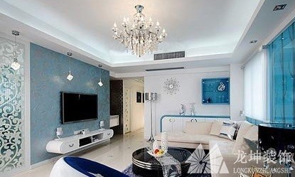 歐式藍色時尚70平米小戶型裝修效果圖