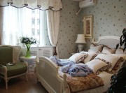 復古素雅歐式風格80平米二居室臥室窗簾裝修效果圖