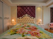 浪漫唯美歐式風格100平米二居室臥室背景墻裝修效果圖