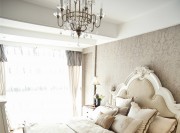 唯美時尚歐式風(fēng)格80平米二居室臥室吊頂裝修效果圖