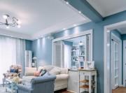 藍色清爽北歐風格90平米二居室客廳吊頂裝修效果圖