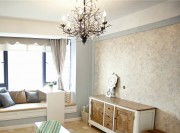 唯美時尚歐式風(fēng)格80平米二居室客廳吊頂裝修效果圖