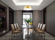 張揚簡致歐式風格100平米三居室餐廳吊頂裝修效果圖