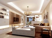 溫馨淡雅歐式風格110平米三居室客廳吊頂裝修效果圖