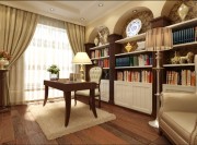 摩登精致歐式風(fēng)格140平米三居室書房背景墻裝修效果圖