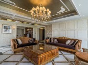 雅致時尚歐式風格120平米三居室客廳吊頂裝修效果圖