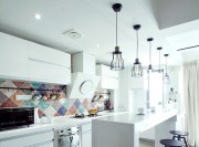 清新休閑北歐風(fēng)90平米復(fù)式餐廳吧臺(tái)裝修效果圖