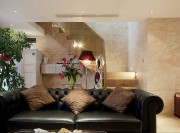 紅黑色系歐式風格220平米別墅客廳背景墻裝修效果圖