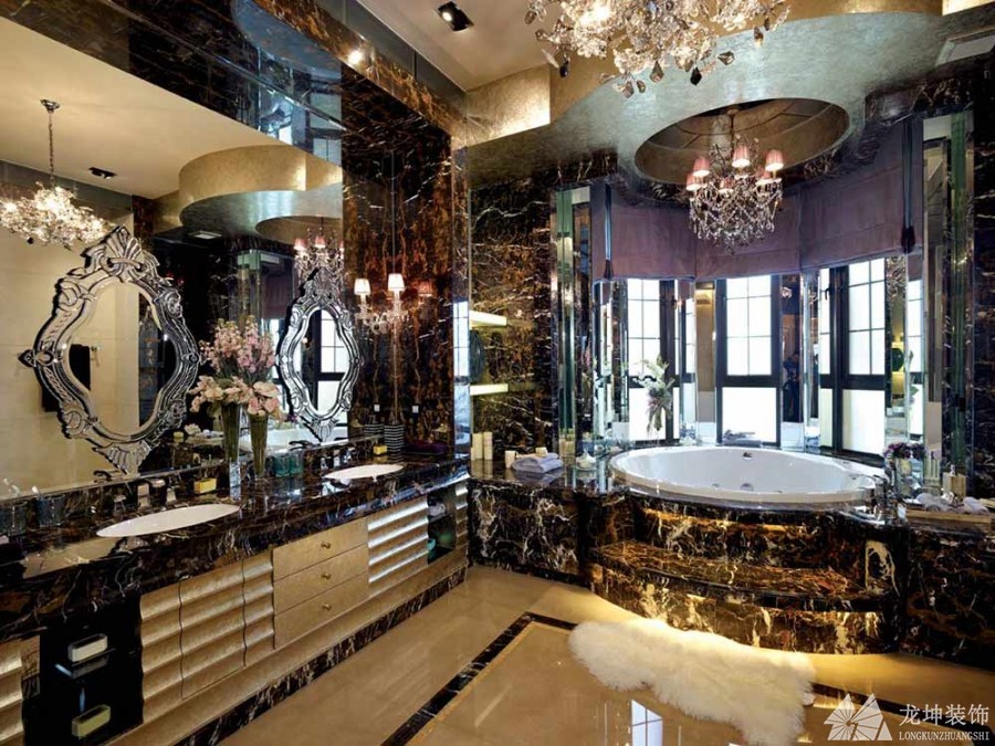 歐式古典奢華240平米別墅衛生間浴室柜裝修效果圖