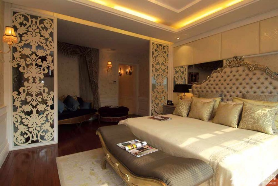 歐式宮廷精致280平米別墅臥室背景墻裝修效果圖