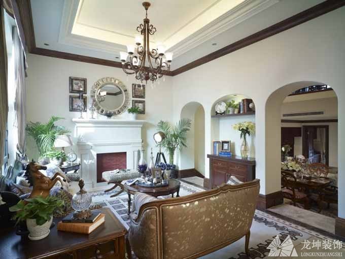 時尚雅致歐式風格240平米別墅客廳吊頂裝修效果圖
