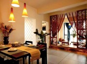 溫暖靜謐中式風格100平米二居室餐廳吊頂裝修效果圖