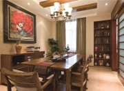 中式古典混搭100平米二居室書房吊頂裝修效果圖