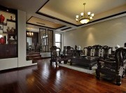 傳統(tǒng)原木色中式風格100平米二居室客廳吊頂裝修效果圖