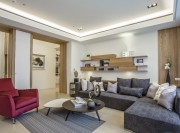 休閑雅致中式風格100平米二居室客廳背景墻裝修效果圖