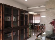 中式緊密連貫90平米二居室書房背景墻裝修效果圖