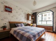 時尚雅致中式風(fēng)格90平米二居室兒童房背景墻裝修效果圖