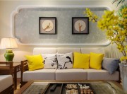 時尚雅致中式風(fēng)格90平米二居室客廳背景墻裝修效果圖