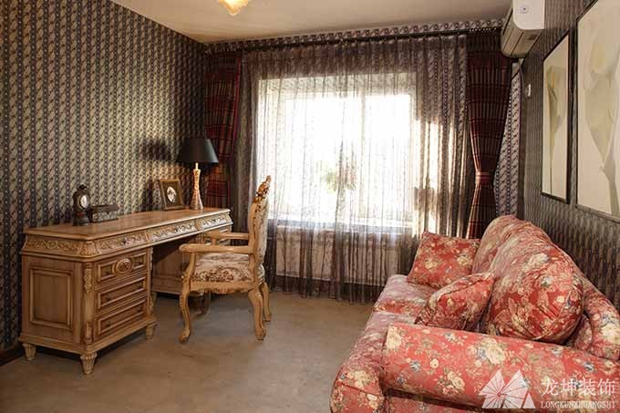 特色雅致中式風格90平米二居室書房背景墻裝修效果圖