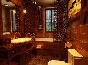 深沉雅致中式風(fēng)格110平米三居室衛(wèi)生間浴室柜裝修效果圖