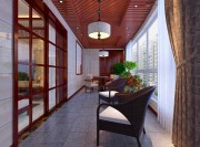 深沉雅致中式風(fēng)格110平米三居室陽(yáng)臺(tái)吊頂裝修效果圖