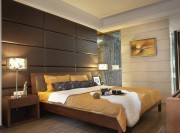 深沉韻味中式風格110平米三居室臥室背景墻裝修效果圖