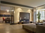 深沉韻味中式風格110平米三居室客廳電視背景墻裝修效果圖