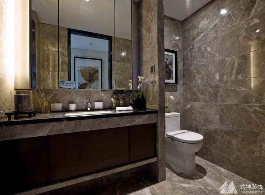 深淺結合中式風格120平米三居室衛生間浴室柜裝修效果圖