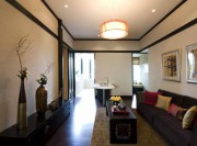 中式簡(jiǎn)約清新120平米三居室客廳吊頂裝修效果圖