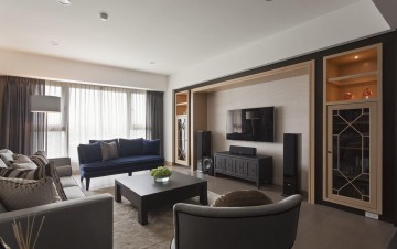 現代敞亮中式風格120平米三居室裝修效果圖