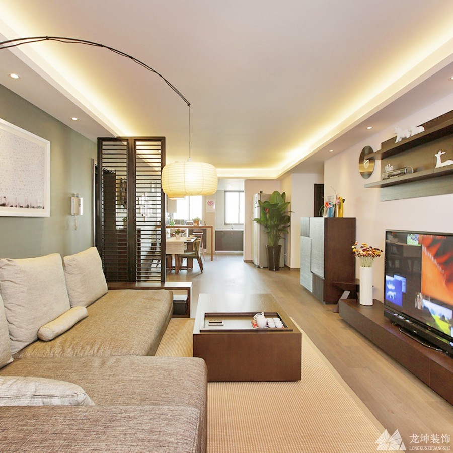 寧靜淡雅中式風格100平米三居室客廳吊頂裝修效果圖